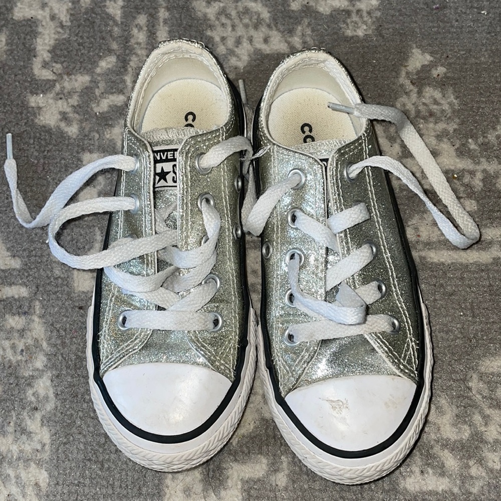 Silver glitter Converse